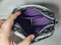 Handmade Black and White Round Flower Zipper Purse, Crossbody Round Embroidered Purse