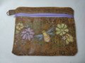 Handmade Embroidered Floral Bee Zippered Bag, Bumblebee Makeup Bag