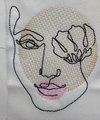 Continuous Line Embroidery Design, Woman's Face Sketch Embroidery Design, Digital Download, Two Sizes