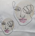 Continuous Line Embroidery Design, Woman's Face Sketch Embroidery Design, Digital Download, Two Sizes