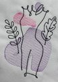 Continuous Line Embroidery Design, Woman's Torso Sketch Embroidery Design, Digital Download, Two Sizes