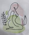 Continuous Line Embroidery Design, Woman Kneeling Sketch Embroidery Design, Digital Download, Two Sizes