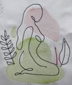 Continuous Line Embroidery Design, Woman Kneeling Sketch Embroidery Design, Digital Download, Two Sizes