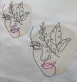 Continuous Line Embroidery Design, Woman's Face-2 Sketch Embroidery Design, Digital Download, Two Sizes