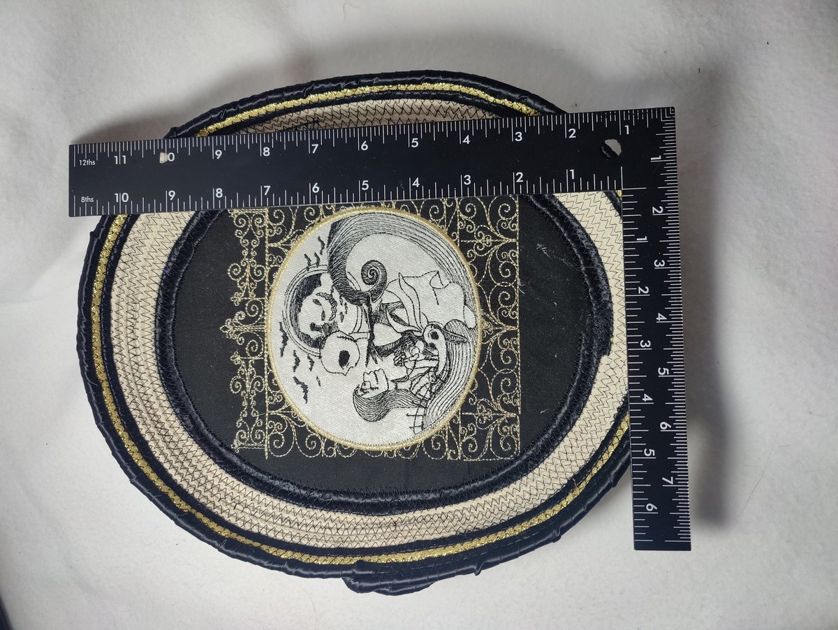 Nightmare Embroidered Rope Basket, Handmade Rope Basket with Jack and Sally Embroidery