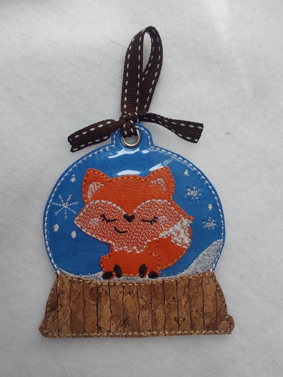 Fox Snow Globe Ornament, Floral Fox Ornament, Snow Globe Ornament, Customized Ornament