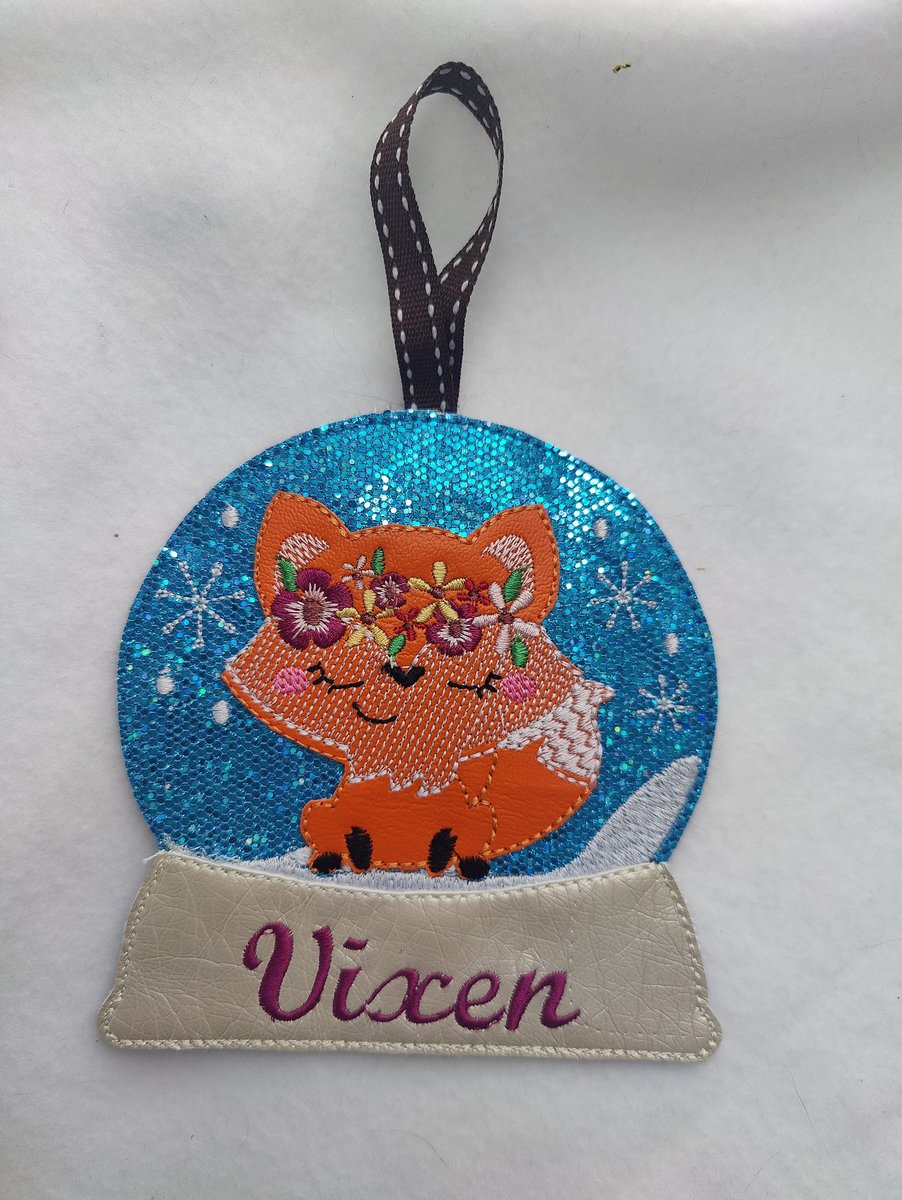 Fox Snow Globe Ornament, Floral Fox Ornament, Snow Globe Ornament, Customized Ornament