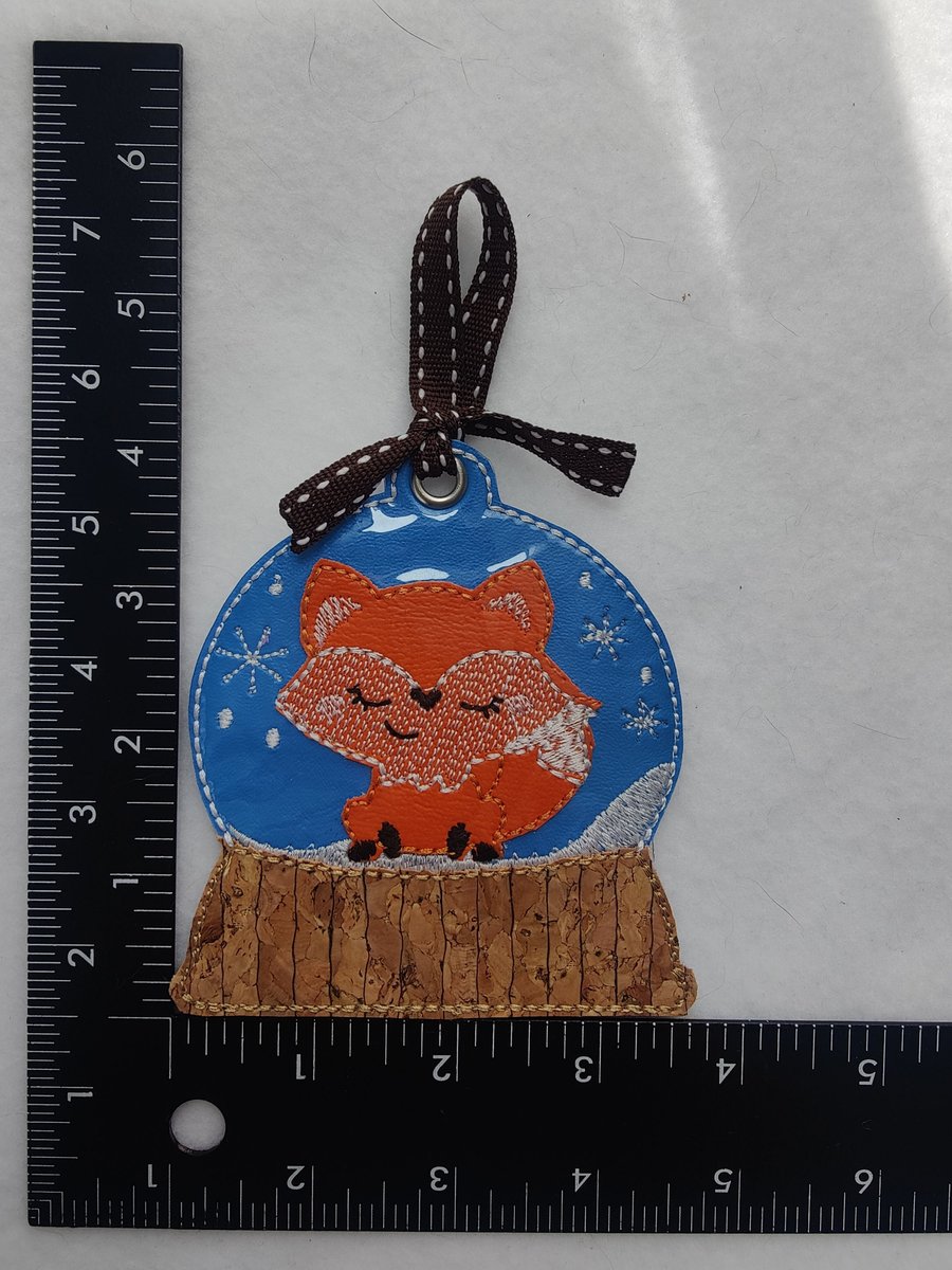 Fox Snow Globe Ornament, Floral Fox Ornament, Snow Globe Ornament, Customized Ornament