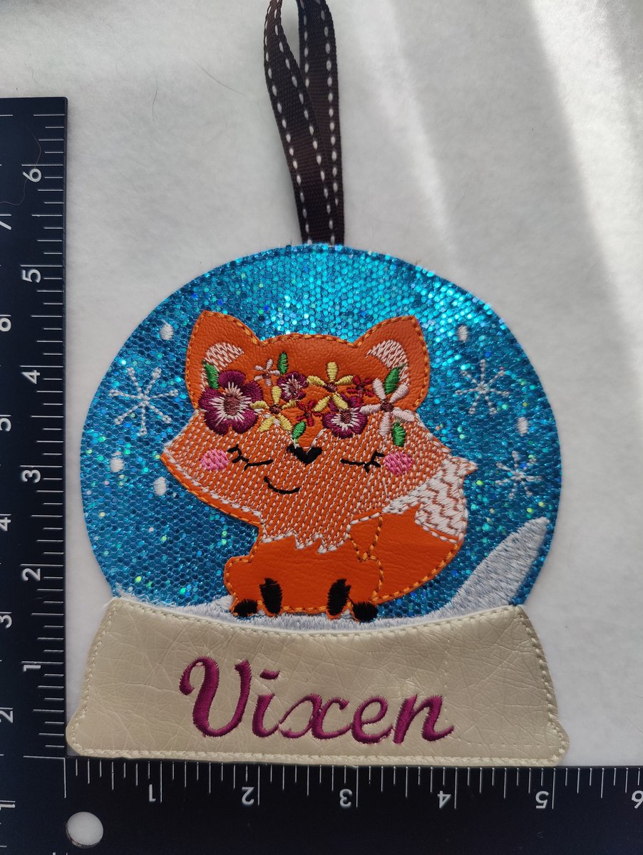 Fox Snow Globe Ornament, Floral Fox Ornament, Snow Globe Ornament, Customized Ornament