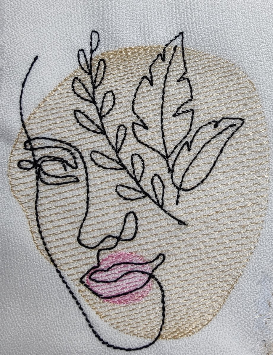 Continuous Line Embroidery Design, Woman's Face-2 Sketch Embroidery Design, Digital Download, Two Sizes