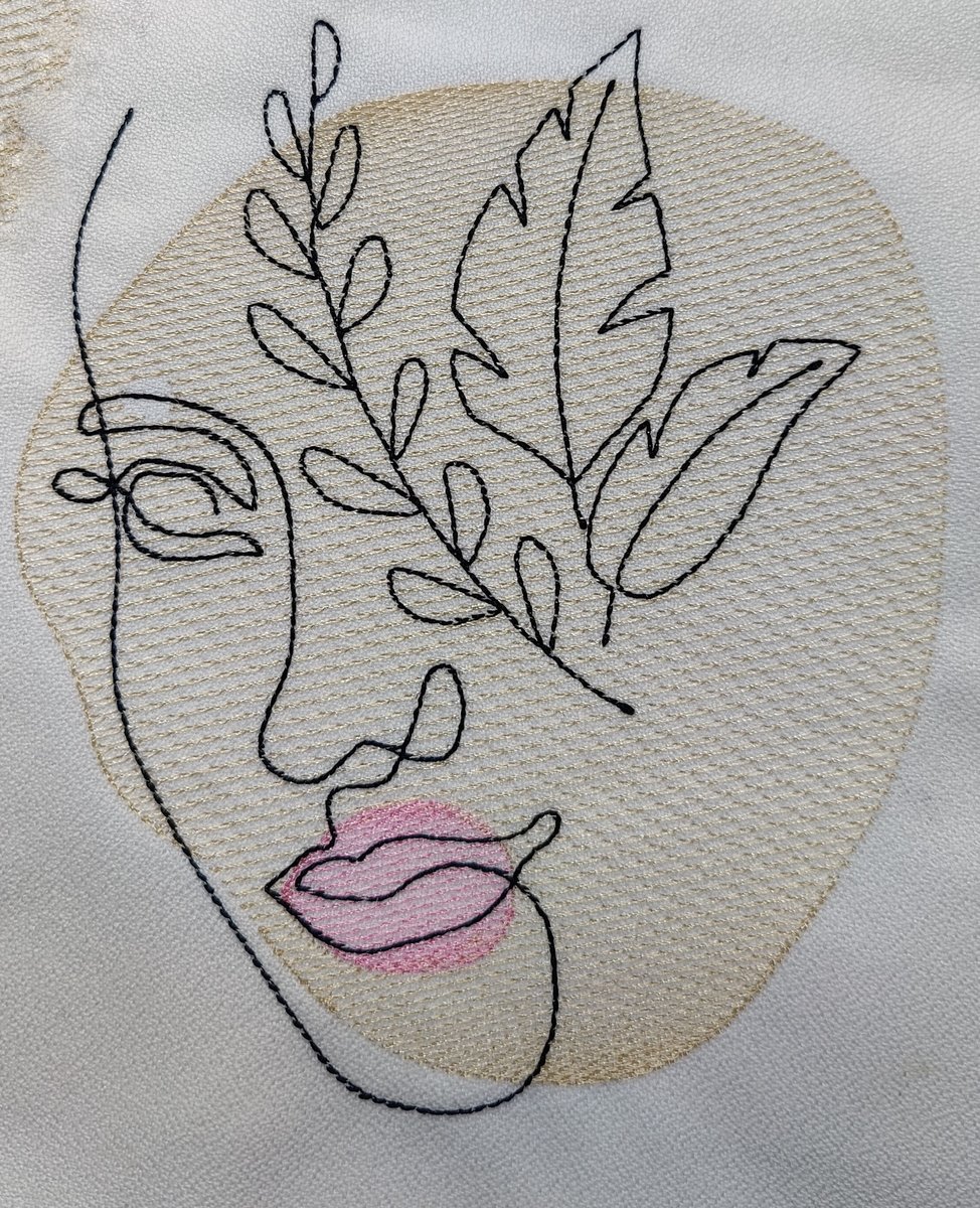 Continuous Line Embroidery Design, Woman's Face-2 Sketch Embroidery Design, Digital Download, Two Sizes