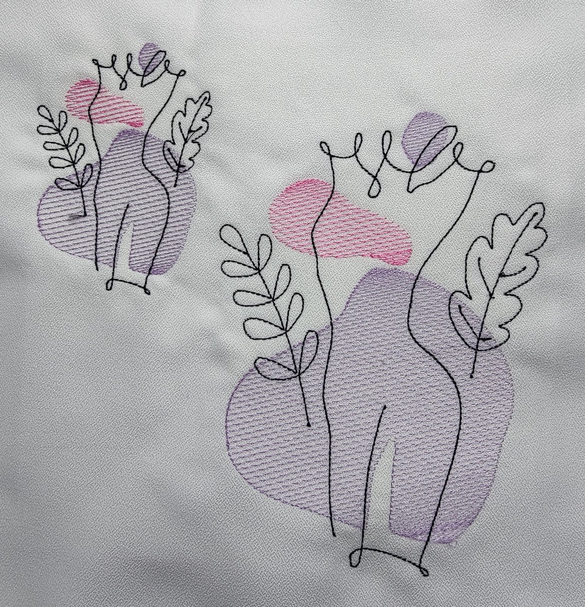 Continuous Line Embroidery Design, Woman's Torso Sketch Embroidery Design, Digital Download, Two Sizes