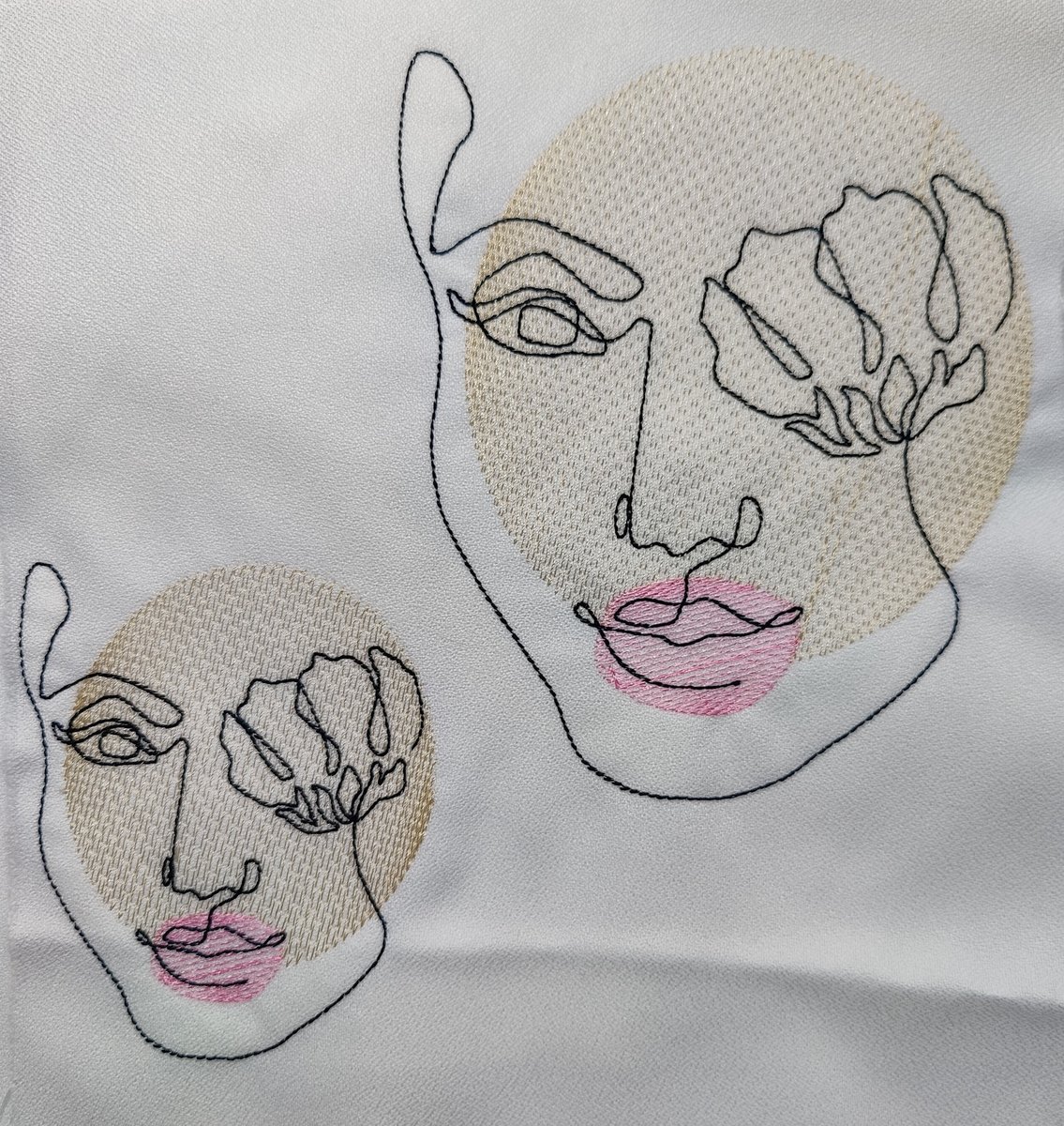 Continuous Line Embroidery Design, Woman's Face Sketch Embroidery Design, Digital Download, Two Sizes