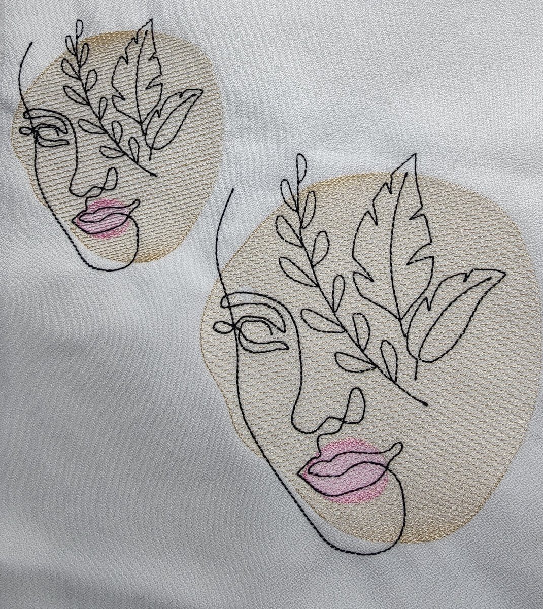 Continuous Line Embroidery Design, Woman's Face-2 Sketch Embroidery Design, Digital Download, Two Sizes