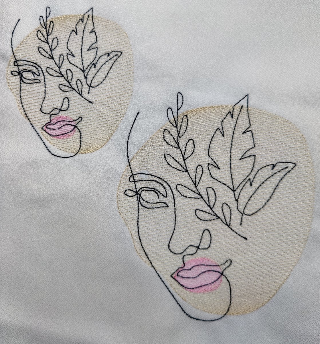 Continuous Line Embroidery Design, Woman's Face-2 Sketch Embroidery Design, Digital Download, Two Sizes
