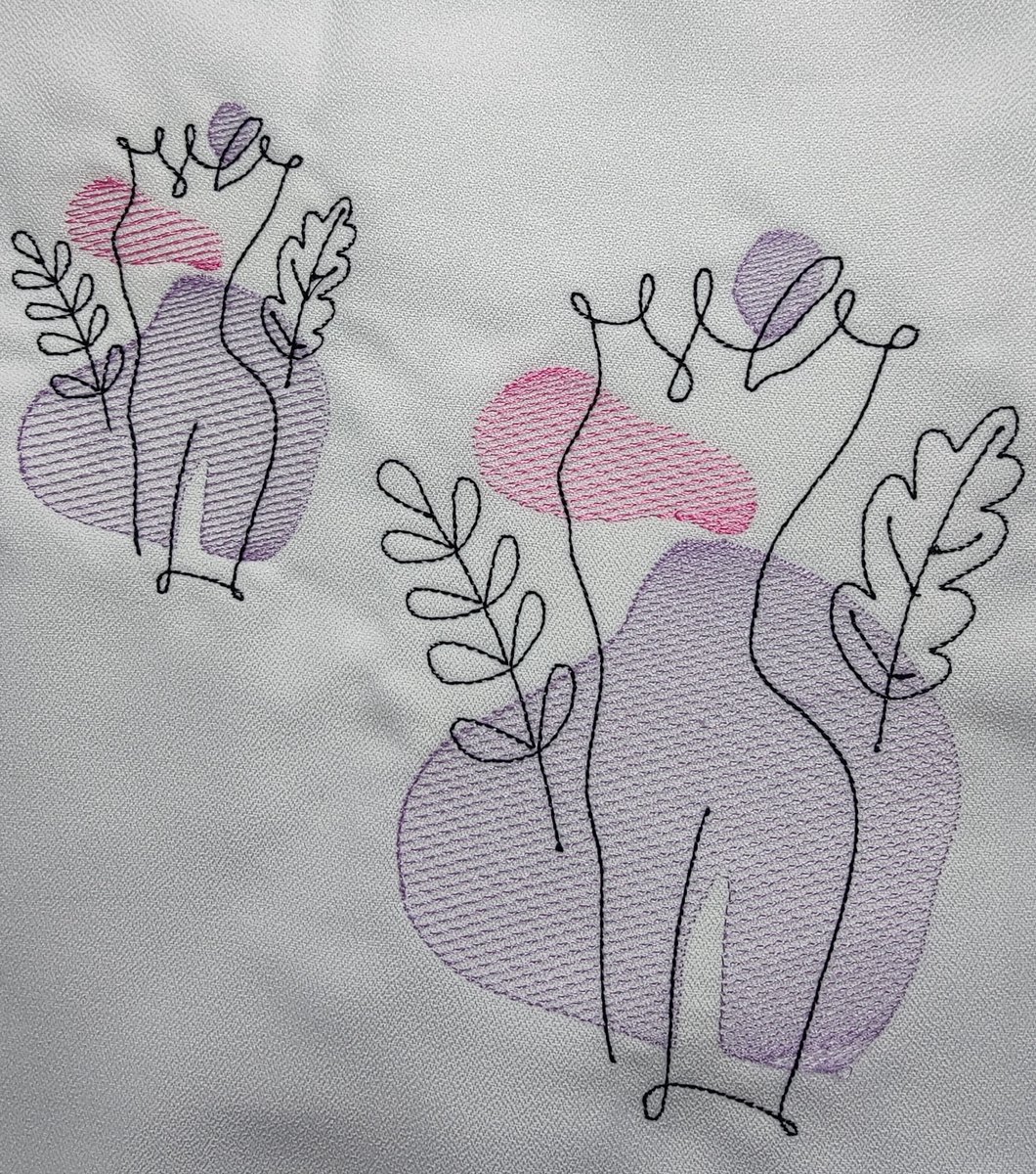 Continuous Line Embroidery Design, Woman's Torso Sketch Embroidery Design, Digital Download, Two Sizes