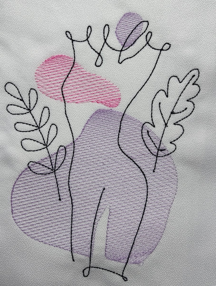 Continuous Line Embroidery Design, Woman's Torso Sketch Embroidery Design, Digital Download, Two Sizes