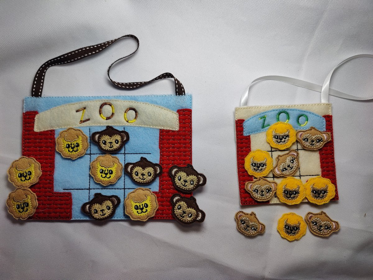 Zoo Tic-tac-toe Travel Game, Customizable Colors, Add Name, Lion and Monkey Markers