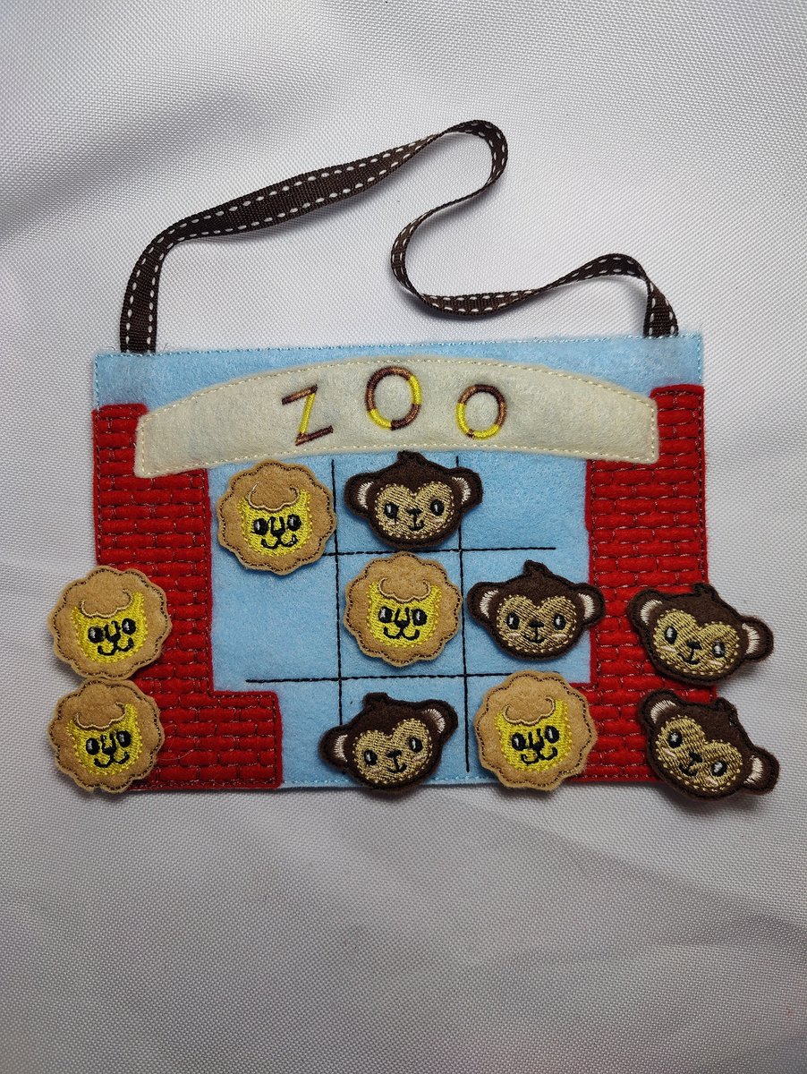 Zoo Tic-tac-toe Travel Game, Customizable Colors, Add Name, Lion and Monkey Markers