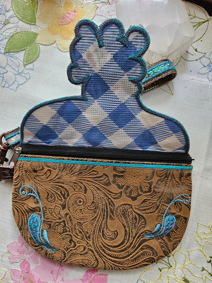 Peacock Flap Zipper Wristlet