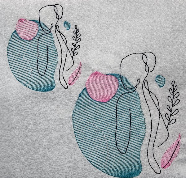Continuous Line Embroidery Design, Woman's Back Sketch Embroidery Design, Digital Download, Two Sizes