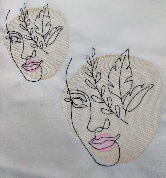 Continuous Line Embroidery Design, Woman's Face-2 Sketch Embroidery Design, Digital Download, Two Sizes