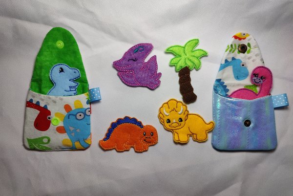 Dinosaur Play Set, Dinosaur Travel Feltie Playset, T-Rex, Triceratops, Pterodactyl, Brachiosaurus