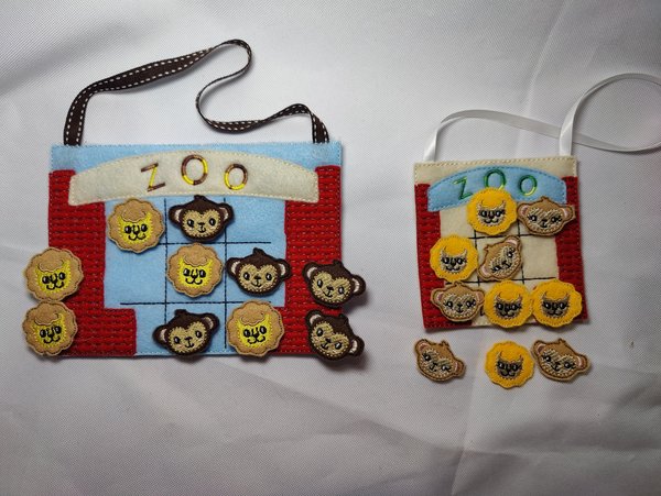 Zoo Tic-tac-toe Travel Game, Customizable Colors, Add Name, Lion and Monkey Markers